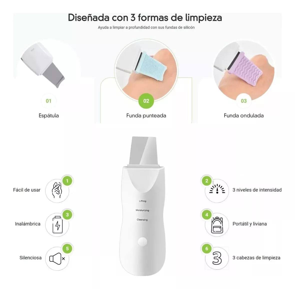 Paleta Limpiador Ultrasónico Facial